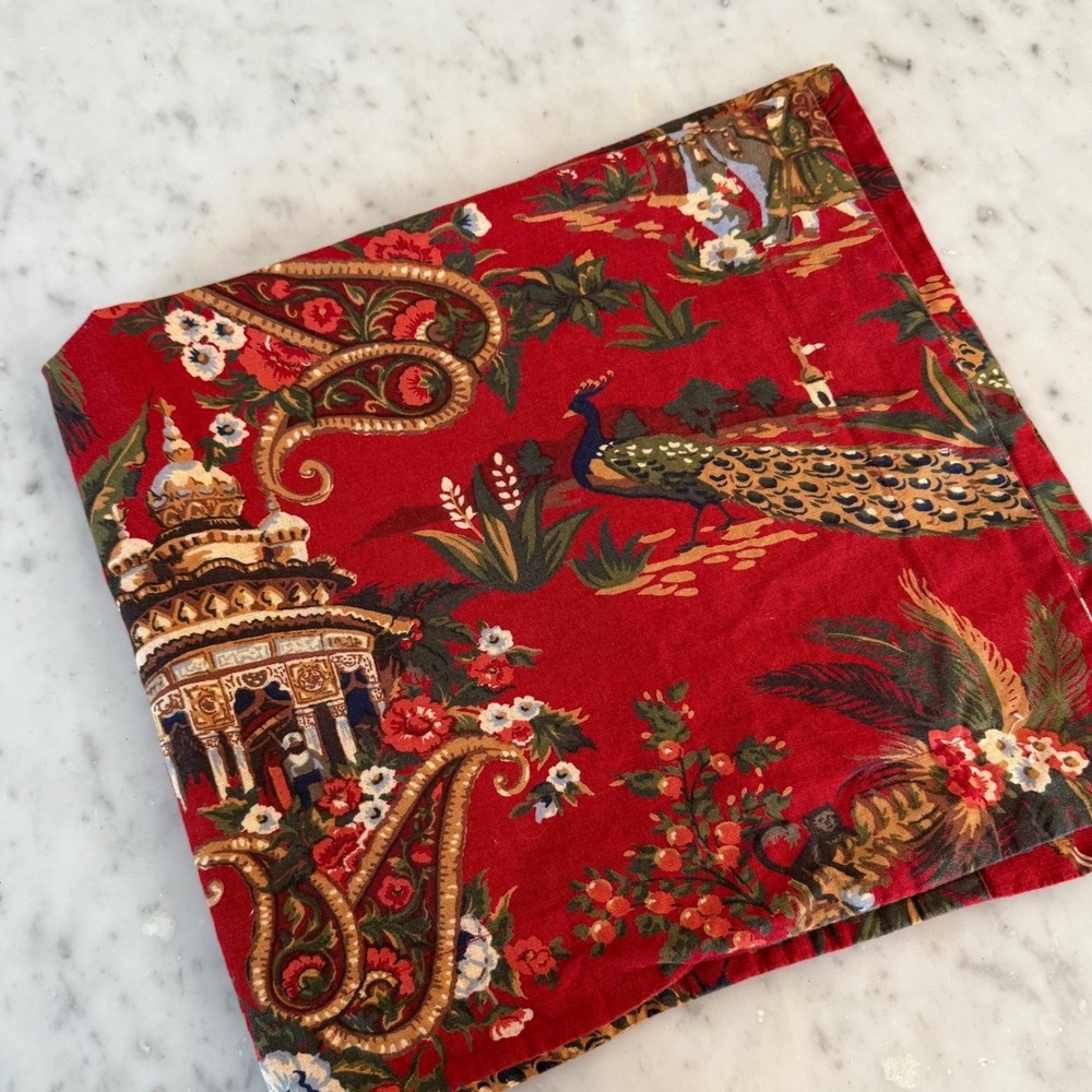 Pottery‎ Barn Red Spice Route Peacock Euro Sham